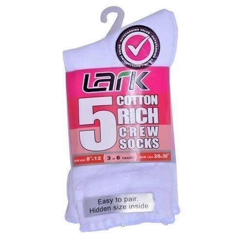 Lark Kid's Pure White Socks - 5 In 1