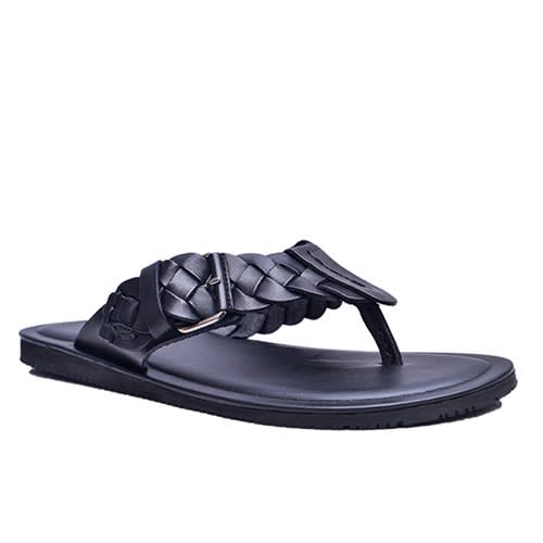 Black Hand Weave Slippers