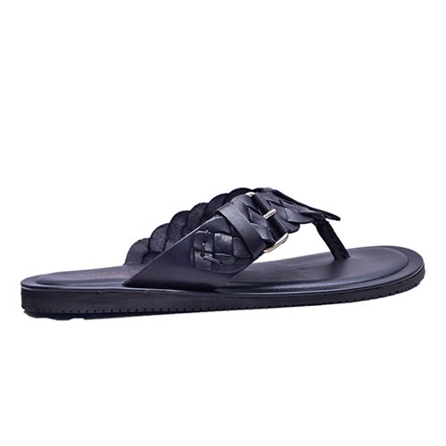 Black Hand Weave Slippers
