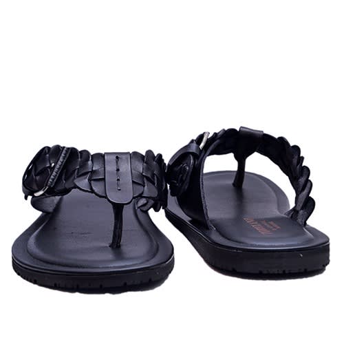 Black Hand Weave Slippers