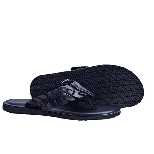 Black Hand Weave Slippers