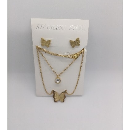 Double Layer Butterfly Jewelry Set - Gold