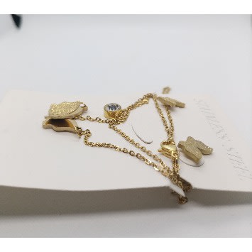 Double Layer Butterfly Jewelry Set - Gold