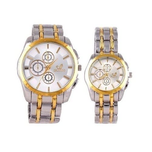 Couple's Two Tone Wrist Watch - Silver And Gold