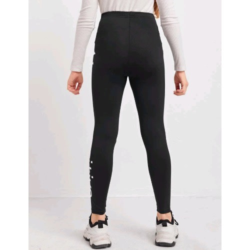 Girls Always Positive Graphic  Leggings- Black/ White