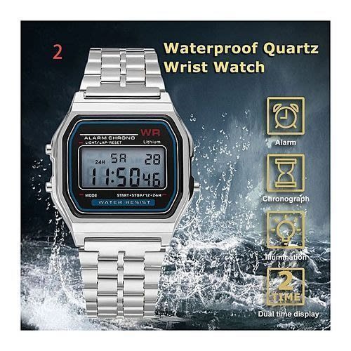 Multi-function Metal Alloy Bracelet Watch - Silver - Wr F91w