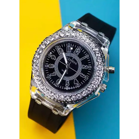 Unisex Crystal Teen Waterproof Wristwatch With LED Light