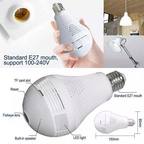 Wifi Security 360° Fisheye Lens Light Camera Bulb Hd 1080p