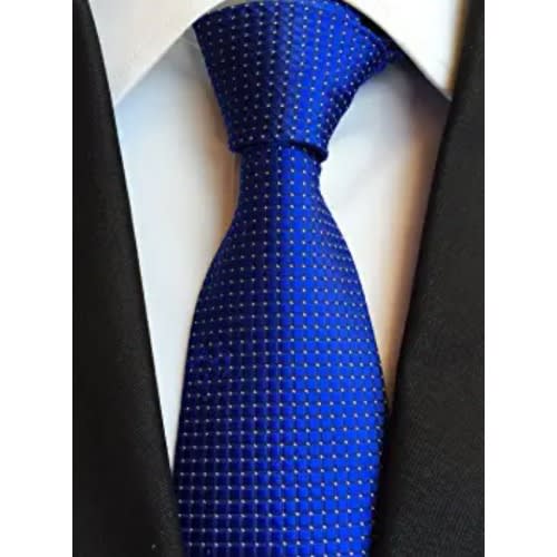 Men's Check Long Ties  - Blue & Red -Set Of 2