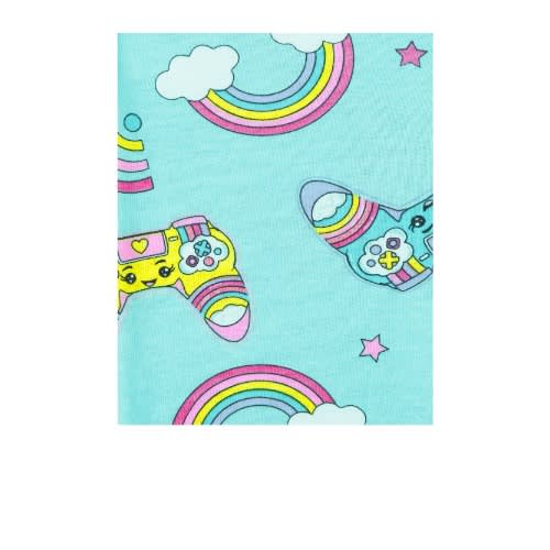 Girls Rainbow Weekend Mode Snug Fit Cotton Pyjamas Sleepwear- Aqua
