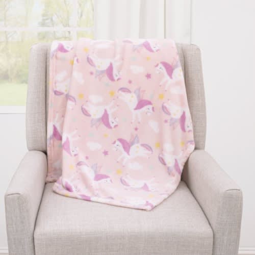Plush Baby Blanket - Pink Unicorn - 30x36inches
