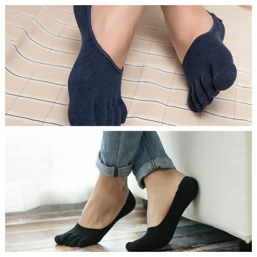 2 Pairs Invisible Socks - Black & Blue