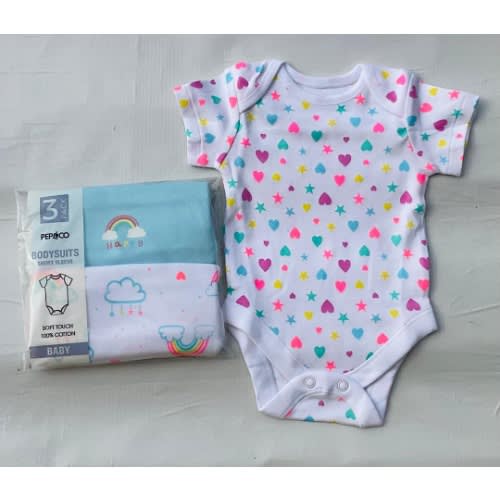 Rainbow Print Design Bodysuit - 3Piece
