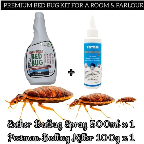 Bed Bug Killer Kit Exthor Spray 500ml + Pestman Bedbug Powder - 100g