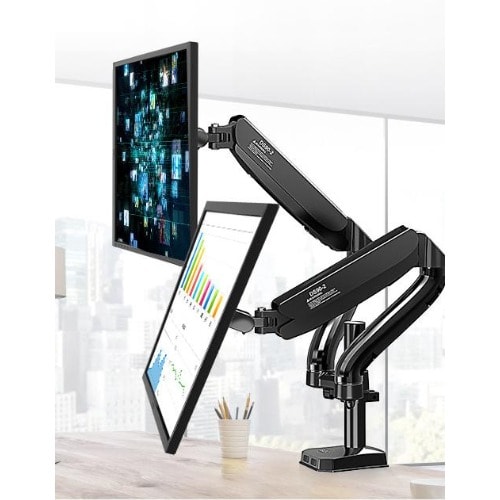 Gas Strut Dual Desktop TV Monitors To 17