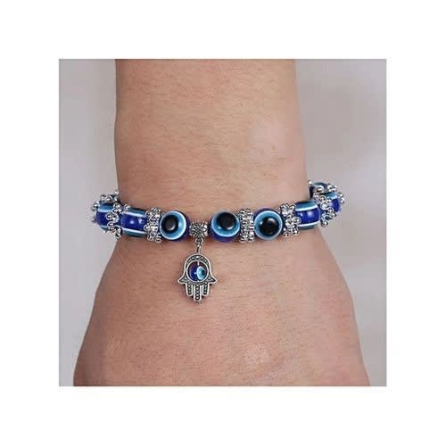 2 In 1 Women Bracelet Watch + Blue Eye Magic Bead - Blue/gold