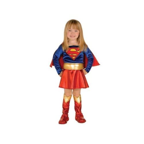 Super Girl Dree Up Velvet Character Costume - Red & Blue