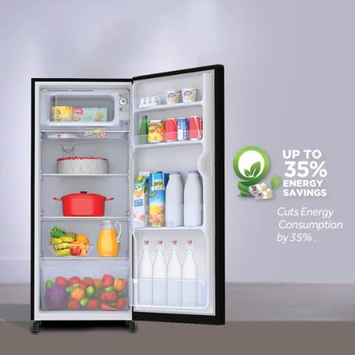 192L Single Door Refrigerator With Luxury Black Colour Hr-195cbg Blk