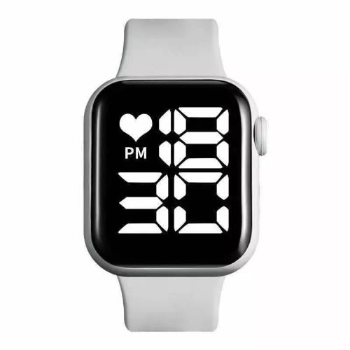Unisex Cube White Display Digital Touch Screen Watch - Grey