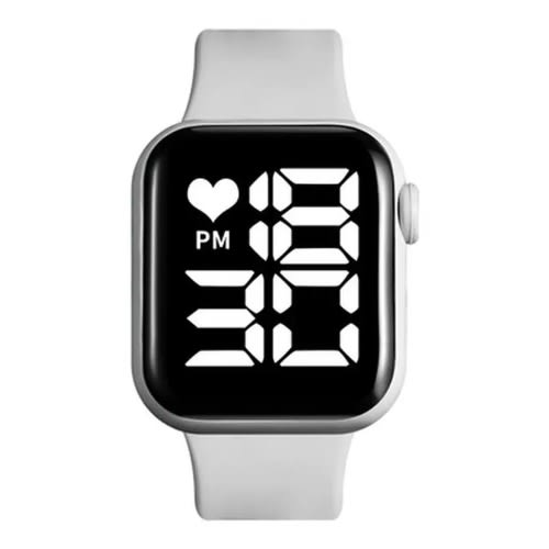 Unisex Cube White Display Digital Touch Screen Watch - Grey