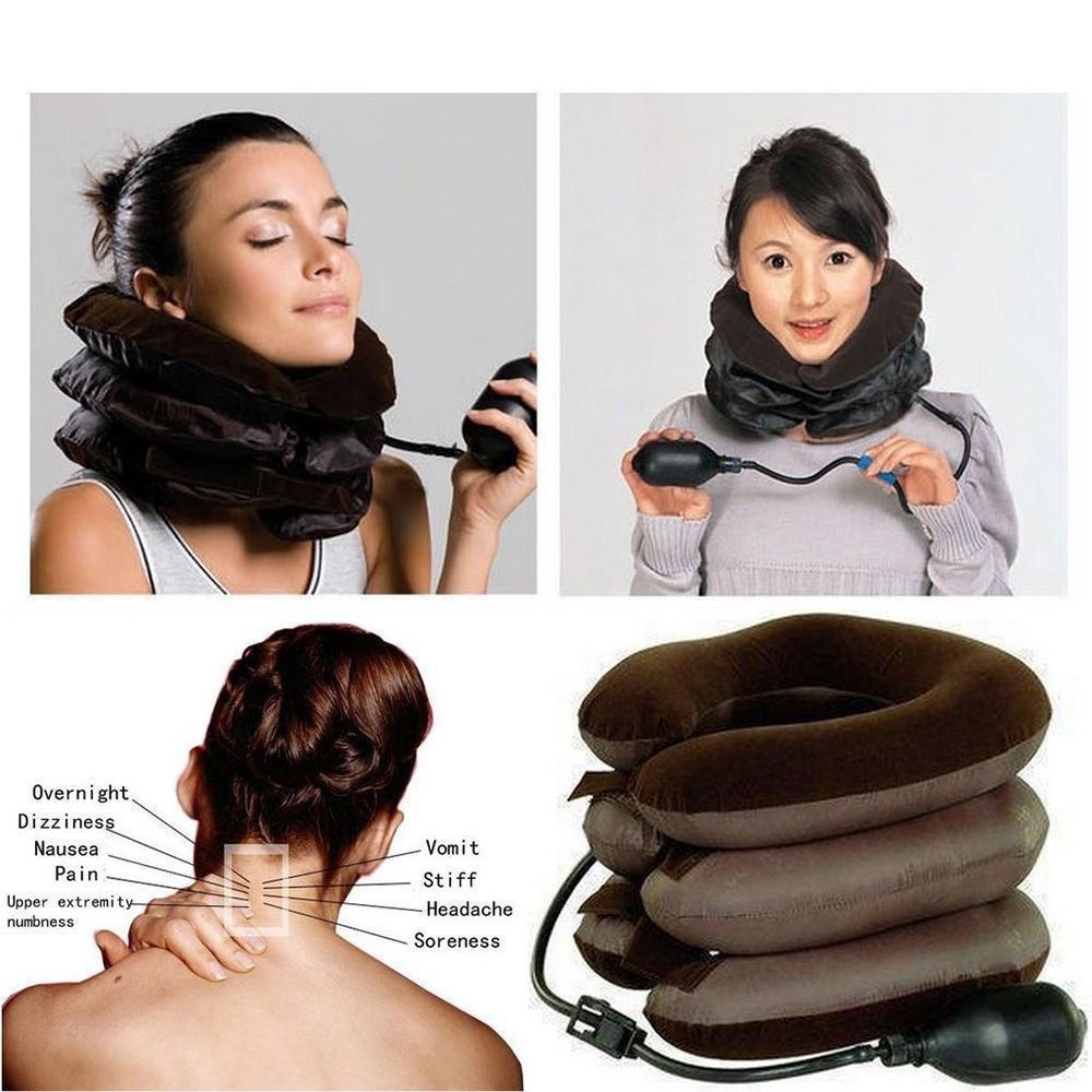 Drop Ship Inflatable Air Neck Traction Device Soft Neck Cervical Collar Pillow Pain Stress Relief Neck Stretcher -