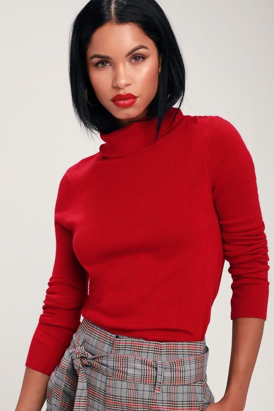 Female Turtle Neck Long Sleeve - Red