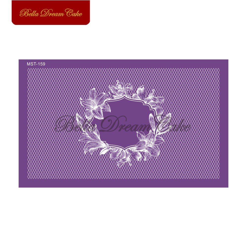 Lily Flower Frame Lace Design Cake Stencil Fondant Wedding
