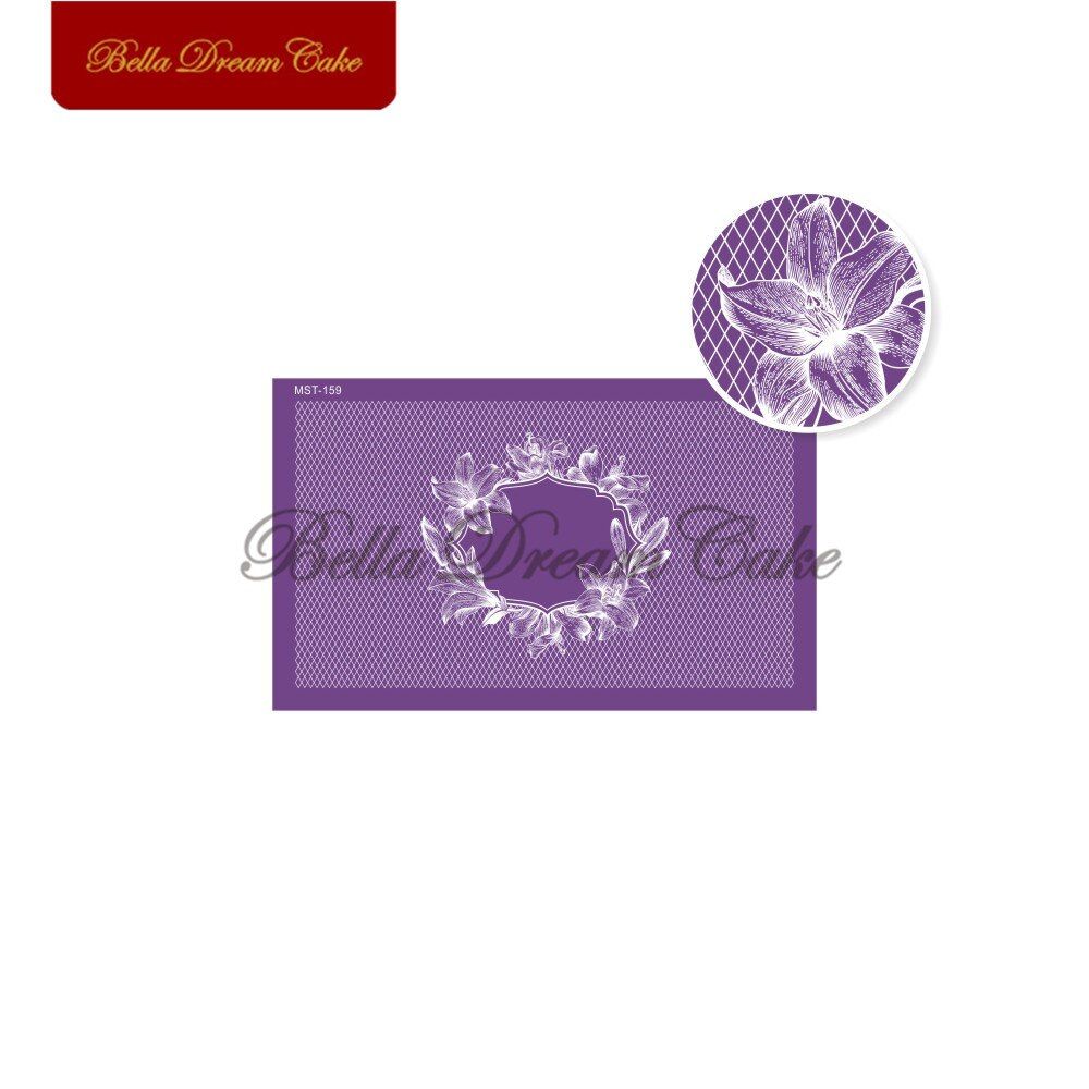 Lily Flower Frame Lace Design Cake Stencil Fondant Wedding
