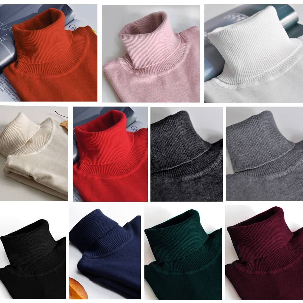 Winter Women Sweater Knitwear Turtle Neck Long Sleeves-black