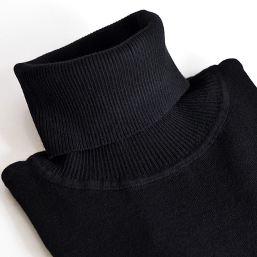 Winter Women Sweater Knitwear Turtle Neck Long Sleeves-black