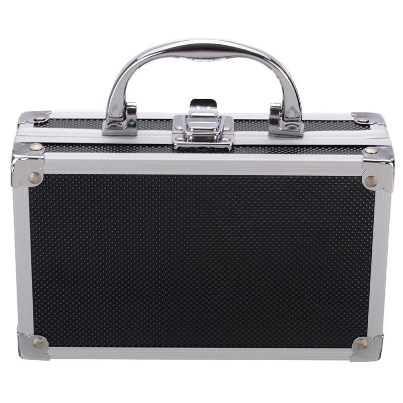 Portable Aluminium Alloy Black Tool Box Solid Durable Handle Storage Case Safe Travel Tool Organizer Box Suitcase 180*112*57mm