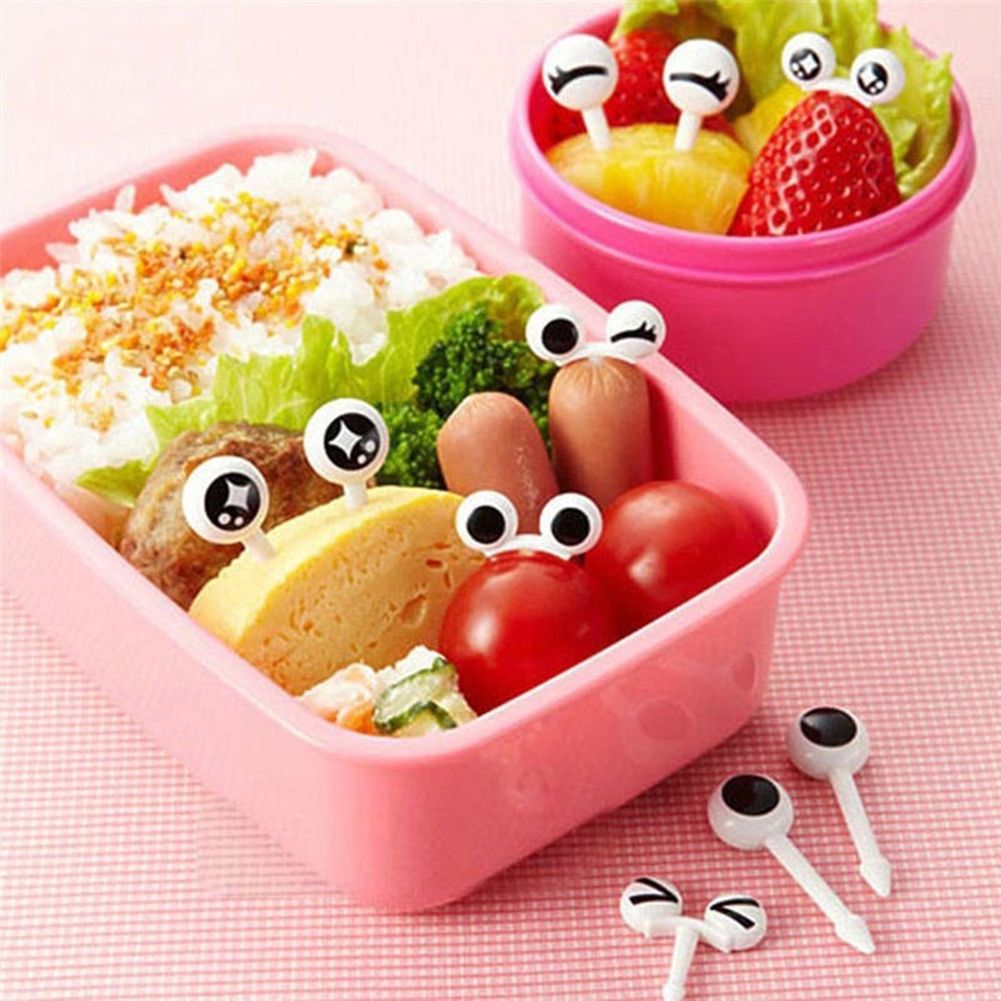 10Pcs Cute Eye Mini Food Fruit Picks Kid Forks Bento Lunch Box Tool Tableware