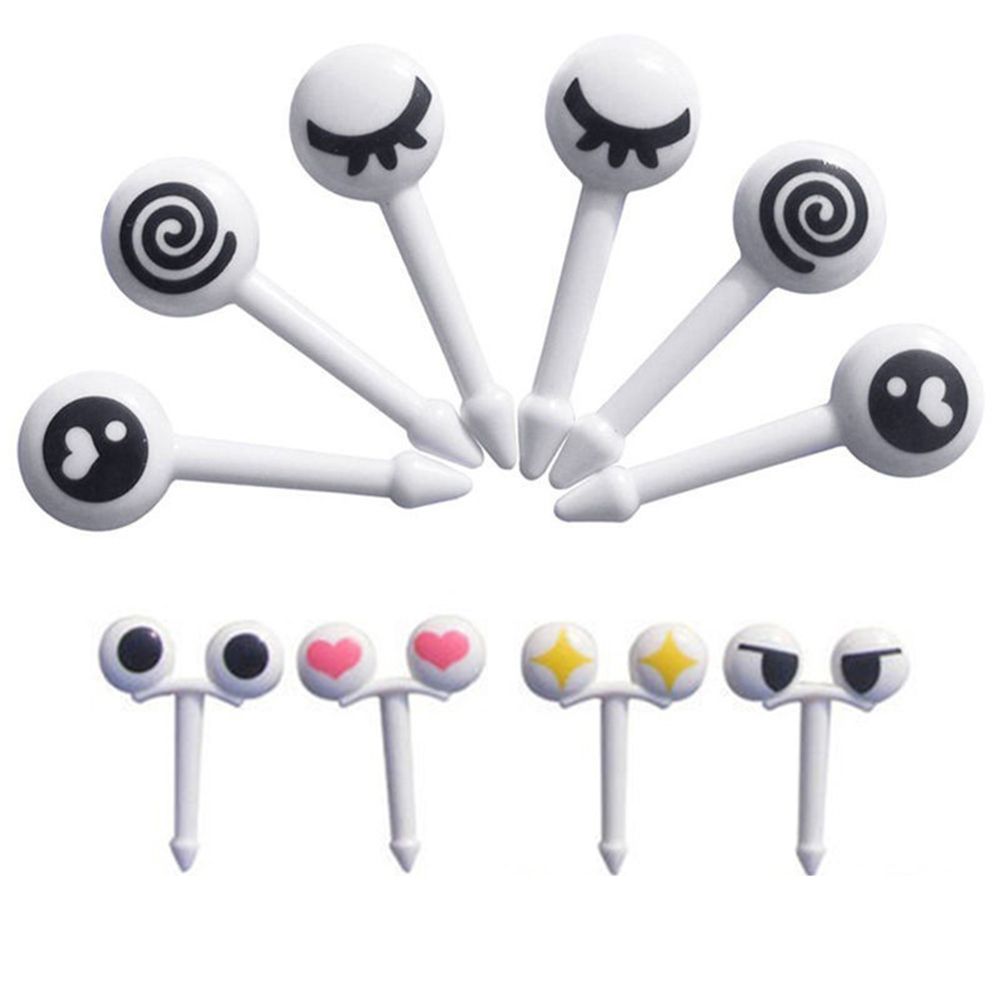 10Pcs Cute Eye Mini Food Fruit Picks Kid Forks Bento Lunch Box Tool Tableware