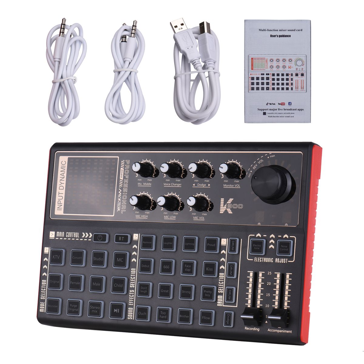 SK300 Live Sound Card External Voice Changer Audio Mixer
