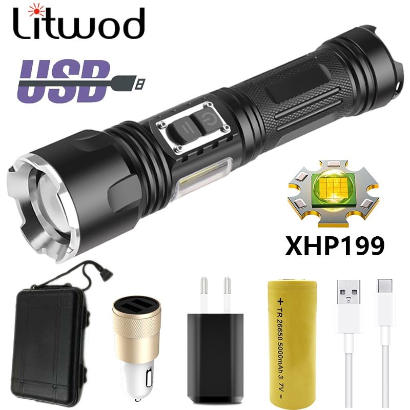 1000000LM XHP199 Super Bright Led Flashlight Rechargeable