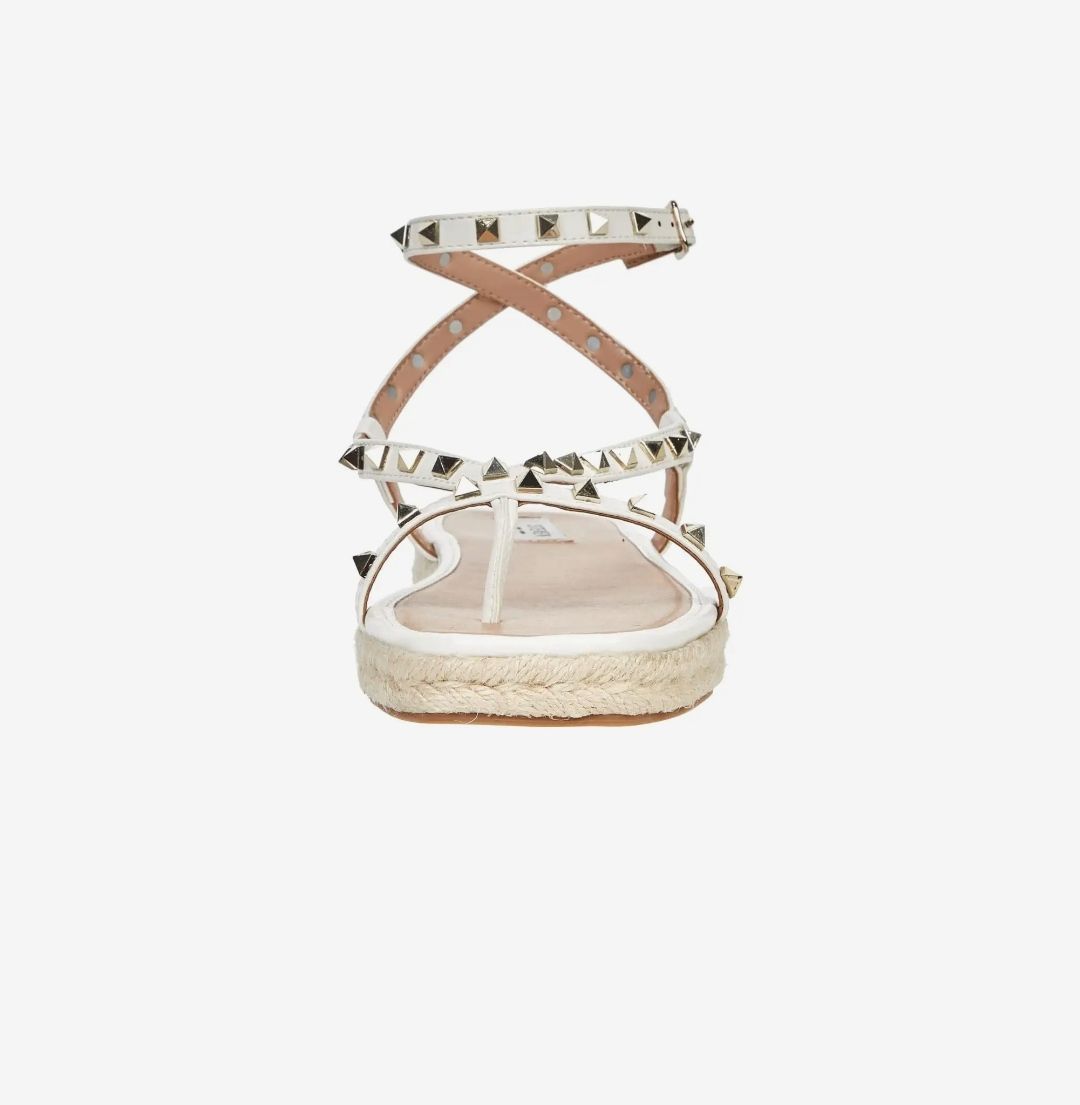 Beautiful Female Fashion Sandals With Gold Spikes (white)