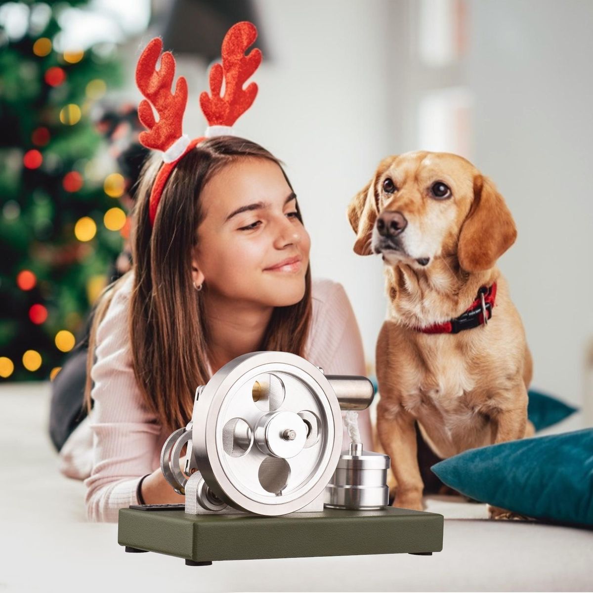Mini Hot Air Stirling Engine Motor Model External Combustion Steam Power Physics Experiment Educational Science Gift for Students Teachers Adults
