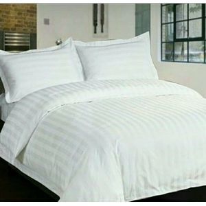 Unique Duvet,Bedsheets With Pillowcases-Stripe White