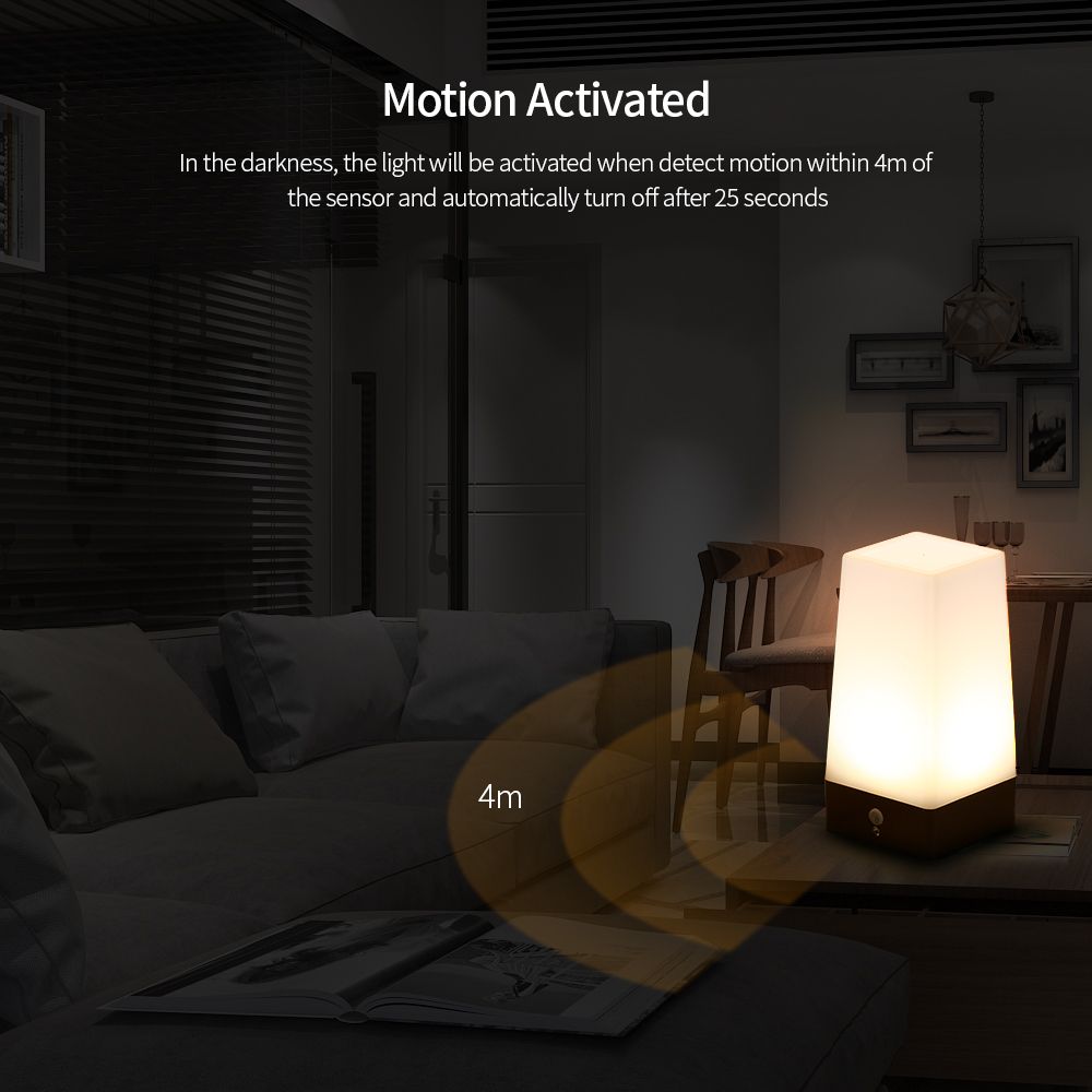 Desktop PIR Motion Sensor LED Night Light Portable Battery
