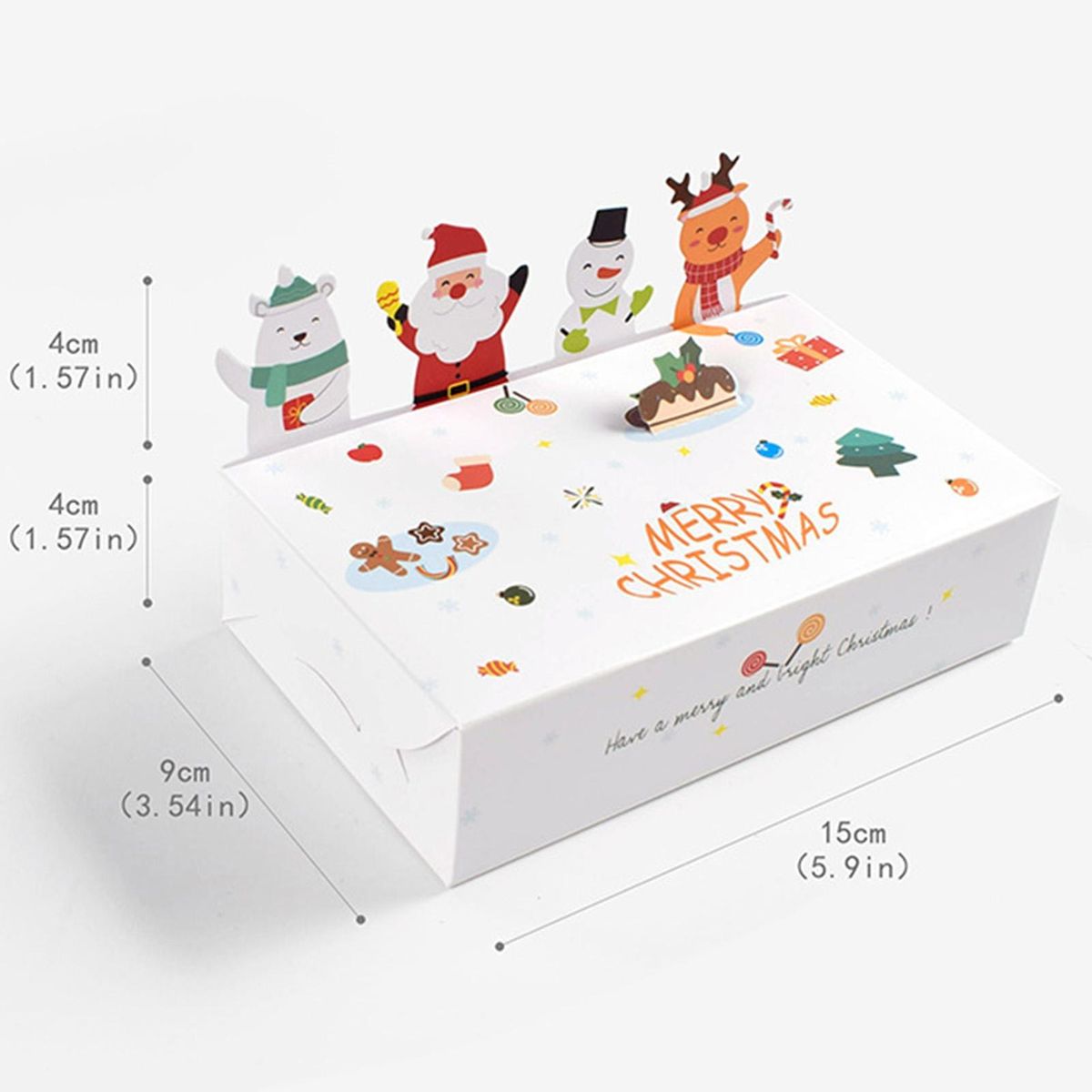 Gift Packaging Box 10pcs Festive Foldable 3d Christmas for Cookies White
