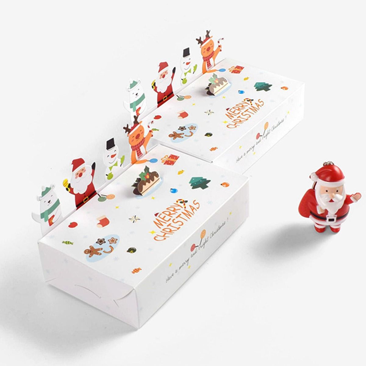 Gift Packaging Box 10pcs Festive Foldable 3d Christmas for Cookies White