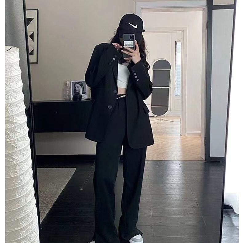 Khaki Casual Suit Jacket Women's New 2022 Autumn Small Korean Style High-Grade Fried Street Suit Top