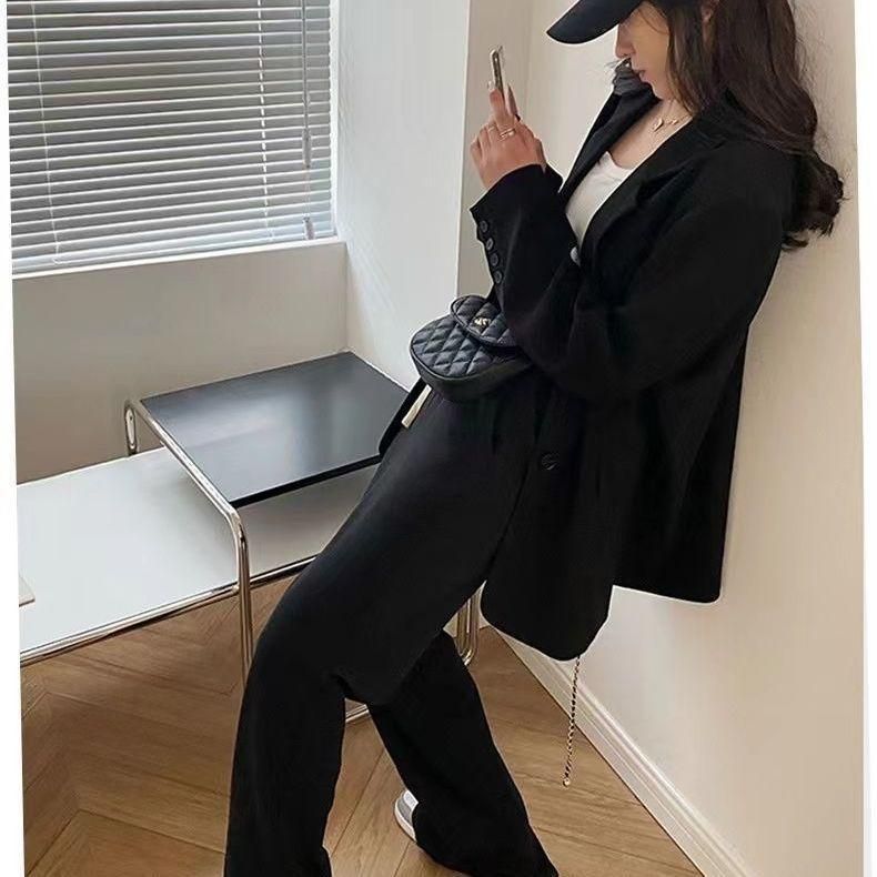 Khaki Casual Suit Jacket Women's New 2022 Autumn Small Korean Style High-Grade Fried Street Suit Top