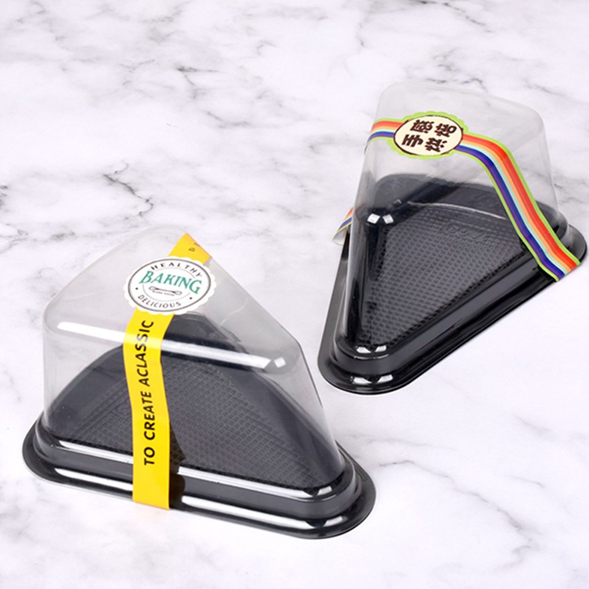 50Pcs Cupcake Box Moon Cake Tray Triangular Mousse Cake Black