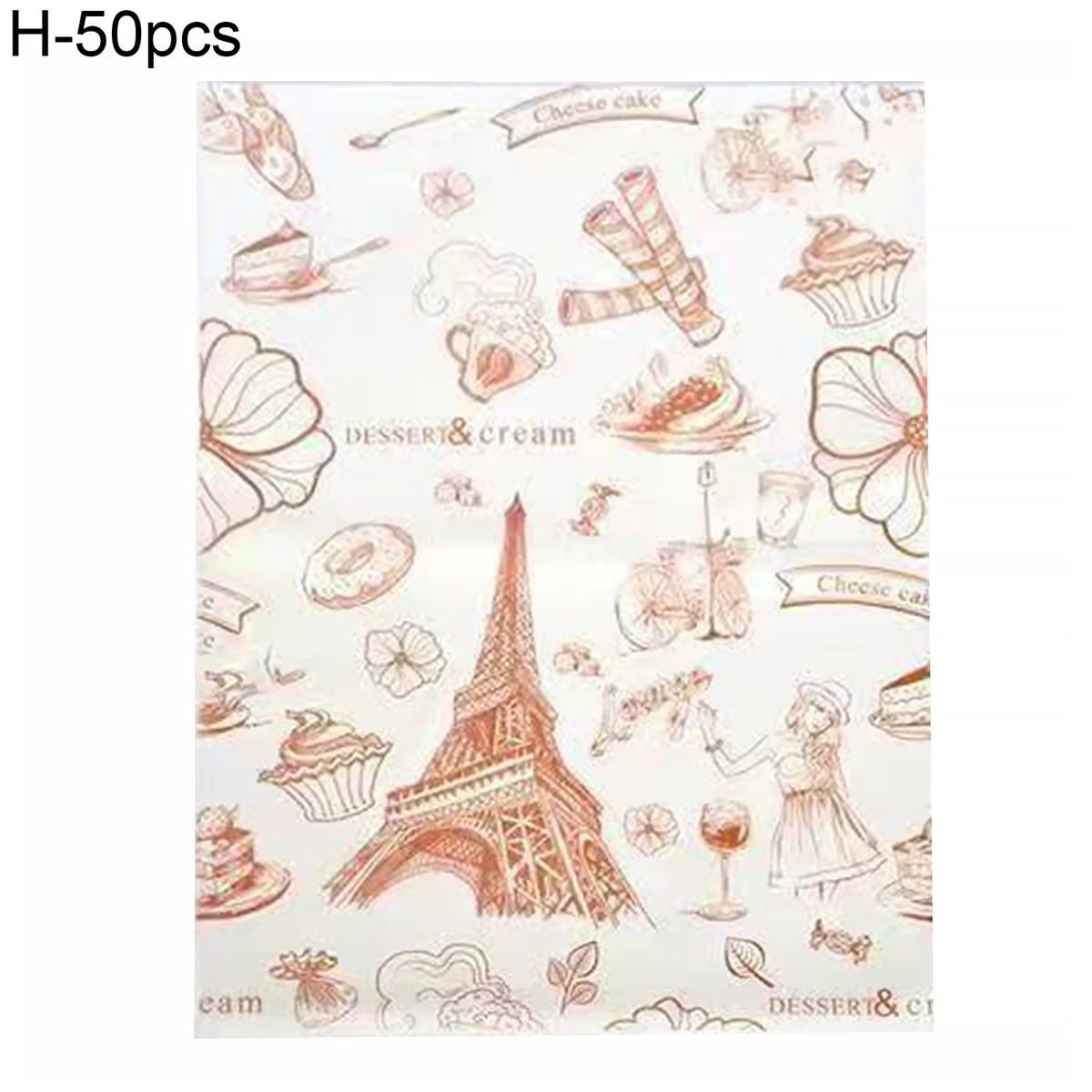 50Pcs Food Basket Liner Barley Print Tray Liner H