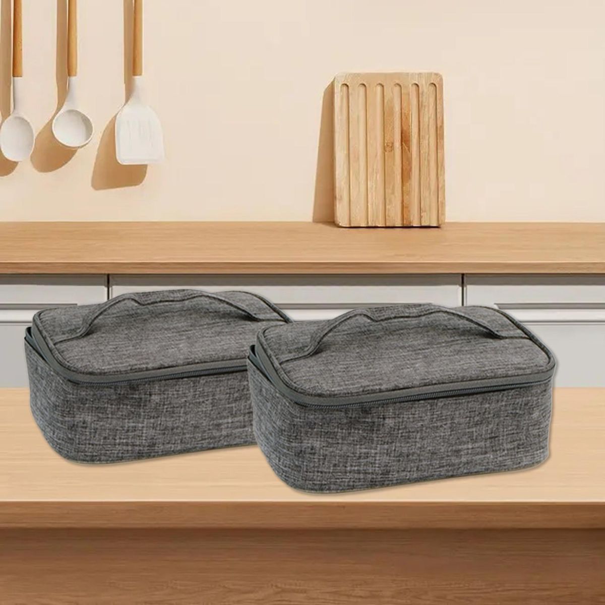 1 Set Heating Bento Bag Electric Heating Bag with Mesh Pocket Grey