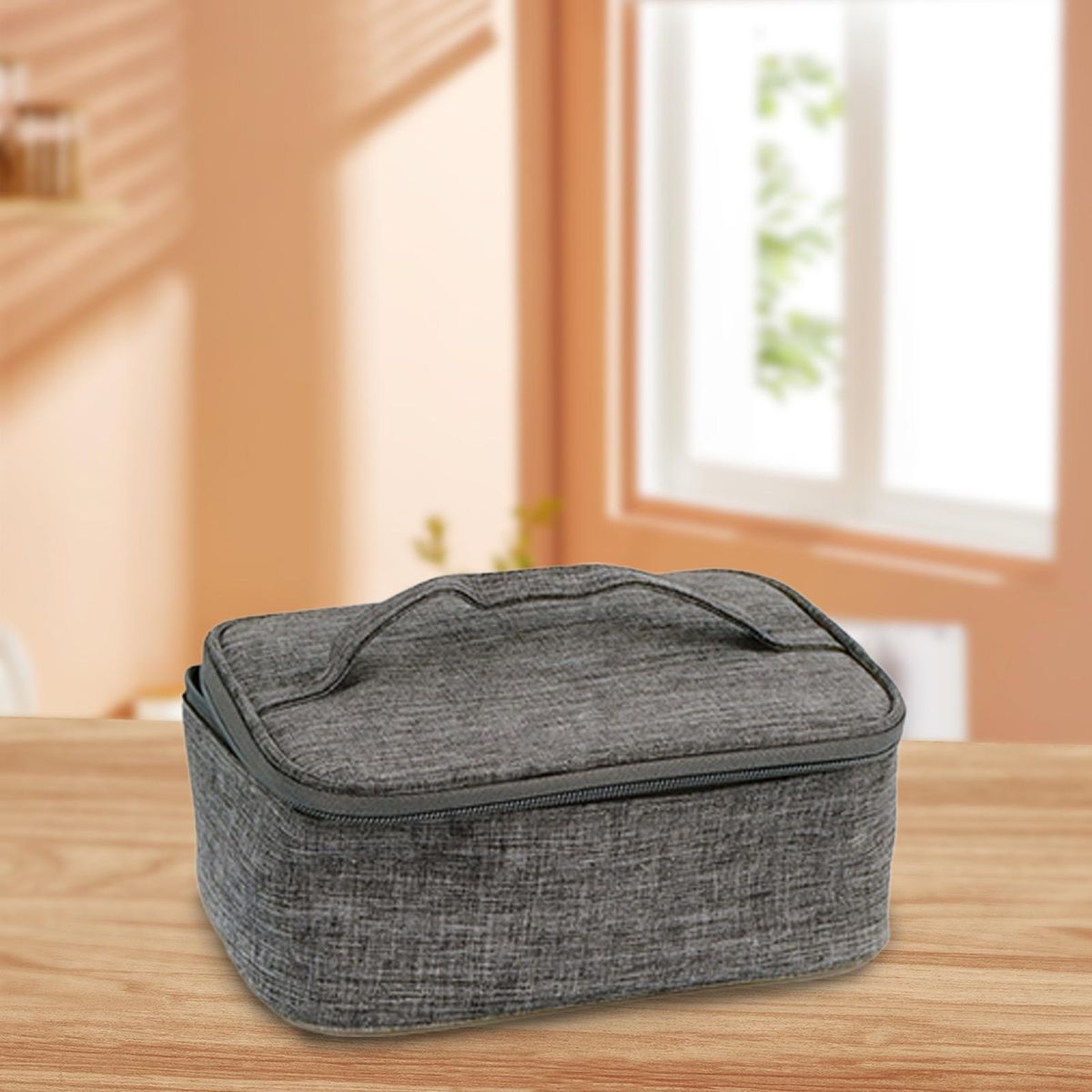 1 Set Heating Bento Bag Electric Heating Bag with Mesh Pocket Grey