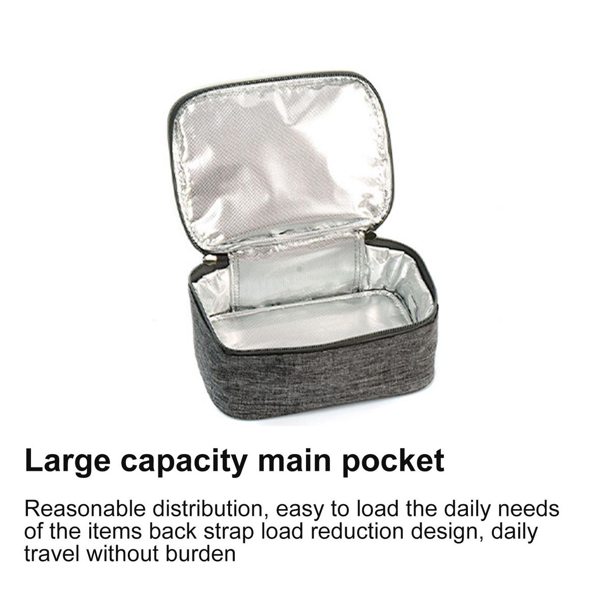 1 Set Heating Bento Bag Electric Heating Bag with Mesh Pocket Grey