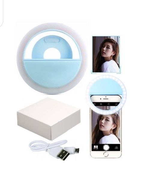 Rechargeable USB Selfie Ring LED Light For All Phones-blue