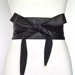 Ladies Wide Leather Belt - Black